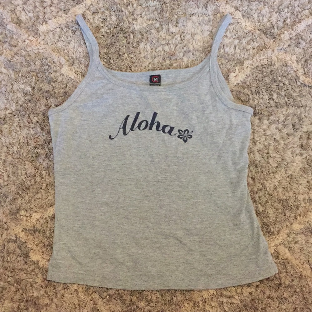 Aloha grey spaghetti strap crop top tank